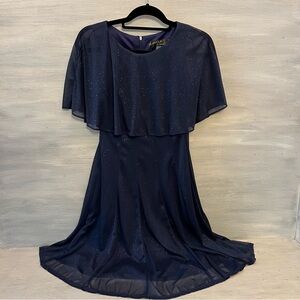 Glamour by Gabriella Skye Sparkly Navy Blue Fit and Flare Dress Size 6 LN